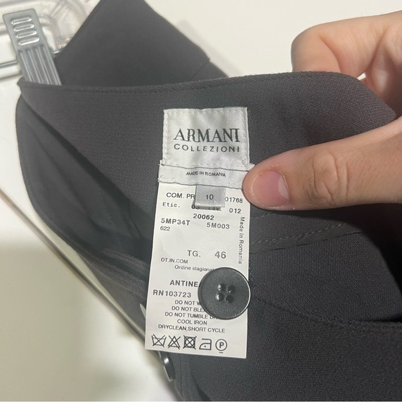 Armani Collezioni Wide Leg Trousers Wool Size US 10 IT 46 Dark Gray Careerwear - Picture 8 of 9